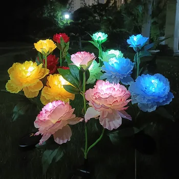 Güneş LED şakayık bahçe noel dekoratif ışıklar çim açık su geçirmez atmosfer lamba gül simülasyon çiçek ışıklar