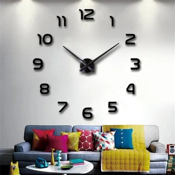 Yaratıcı Çerçevesiz DIY duvar saati Duvar Çıkartması Ev Sessiz Saat Oturma Odası Ofis Duvar Dekorasyonu