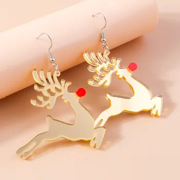 2023 Yeni Avrupa Ve Amerikan Moda Noel Serisi Sevimli Altın Elk Şekli Küpe kadın noel hediyesi