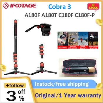 ıFootage Cobra 3 III CB3 C180F-P Karbon Fiber Monopod Pedallı Mini Tripod Tabanı Pro Fotoğraf Kamera SLR Fotoğraf Makinesi