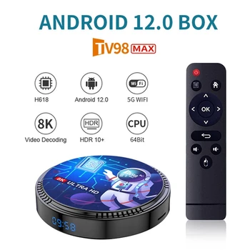 TV98MAX TV Kutusu 2G + 16G Allwinner H618 Android 12 akıllı TV Kutusu 2.4 G + 5G WİFİ + Blutooth5. 0 H265 TV98 Medya Oynatıcı Dayanıklı AB Tak
