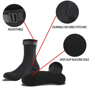 3mm Dalış Sörf Botları Kış Sıcak Unisex Dalış Fin Çorap Anti Kayma Neopren Giyilebilir Taşınabilir Hafif Su Sporları için