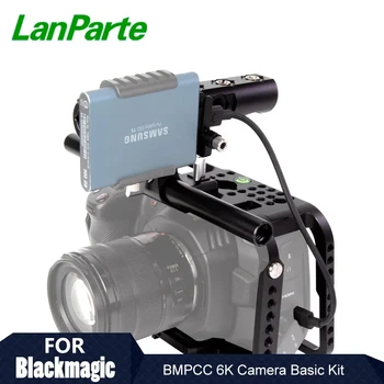 Lanparte Hızlı Bırakma BMPCC 6 K / 4 K kamera kafesi Kulesi Manfortto 501 Plaka Blackmagic Cep Sineması Kamera Aksesuarları