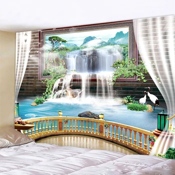 3D şelale manzara ev dekoratif goblen psychedelic sahne odası dekorasyon bosimian odası dekoratif yoga mat