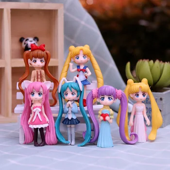 6 Adet / takım 7CM Anime Sailor Moon PVC Aksiyon Figürü Karikatür Araba Odası Masaüstü Aksesuarları Dekor Koleksiyon Oyuncaklar Çocuklar Arkadaşlar Hediye