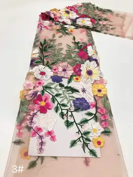 2D Çiçekler Renkli Nakış Örgü Dantel Kumaş Kız Bayan Elbise Giyim Dikiş Malzemesi Lüks Kaliteli 1Yard 2023 H874999