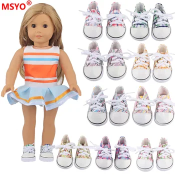 7.5 cm Kanvas Kumaş Ayakkabı 18 İnç Amerikan ve 43cm Yeni Doğan Bebek Bebek Ayakkabı Elbise Aksesuarları Bizim Nesil Kız Bebek