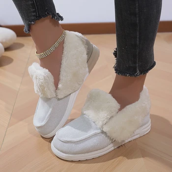 2023 Kadın Kış Yeni Çizmeler Kalınlaşmış Peluş Sıcak Kar Botları Moda Peluş pamuklu ayakkabılar bayan Botları Artı Boyutu Ayakkabı