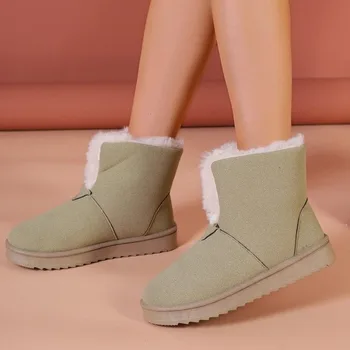 2023 Sıcak Satış Bayan Ayakkabıları Slip-on kadın Botları Moda Sıcak Tutmak Günlük Çizmeler Kadın Yüksek Kaliteli Yuvarlak Ayak yarım çizmeler Zapatos