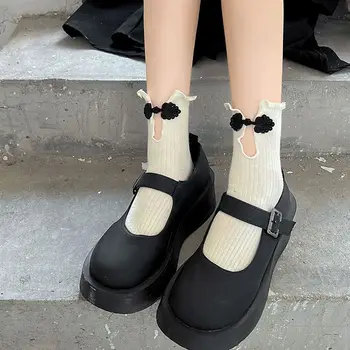 Sonbahar ve Kış İşlemeli İçi Boş Kadın Buzağı Çorap JK Çorap Kadın Çorap pamuklu çorap Cheongsam Toka Çorap Tüp Çorap