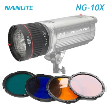 Nanlite Nanguang NG-10X Fresnel Lens 10-40° 5X odaklama Adaptörü Lens Kiti Bowens-fit LED ışıkları ile 4 Renk Filtreleri