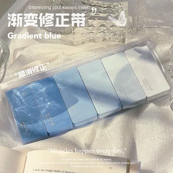 6 adet/takım Mavi Renk Serisi Düzeltme Bandı Ins Kore Yaratıcı Degrade Düz Renk Düzeltme Bandı Okul Kırtasiye Öğrenci için
