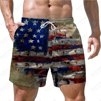 2023 Yaz Yeni erkek Şort plaj pantolonları Çizgili Yıldız 3D Baskı Hawaii Plaj Tarzı Büyük erkek İpli Ev basketbol şortu