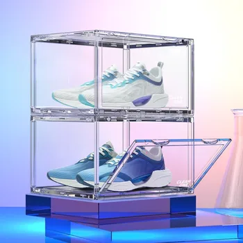 360 Derece Ekran Akrilik Çıkmaz Ayakkabı Kutusu Tam Şeffaf Antioksidan Toplayıcı Depolama Spor Ayakkabı Organizatör