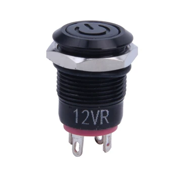 12V 2A 9.5 mm LED Metal kapak Güç Anlık basmalı düğme anahtarı Araba DIY Modifiye, Kırmızı