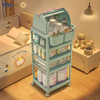 Bebek Ürünleri Çok katmanlı Mobil Depolama Rafı Yenidoğan Ay Basit Arabası Bebek depolama el arabası