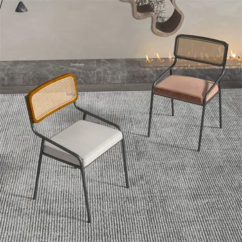 İskandinav Ferforje Retro yemek sandalyeleri mutfak mobilyası Basit Rattan Sandalye Eğlence Yaratıcı Tasarım Cafe Arkalığı Masa Sandalyeler