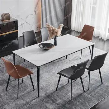 Italyan ışık lüks Kayrak yemek masası yemek odası mobilyası Modern Minimalist Ev yemek masası ve Sandalye Kombinasyonu
