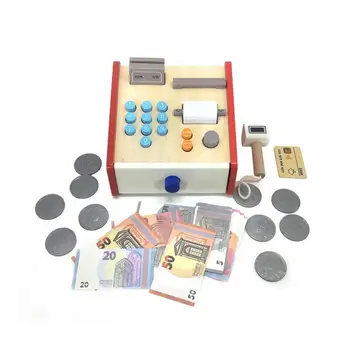 Ahşap Simülasyon Pazarı yazarkasa Para Bankacılık Pretend Kutusu Para ve Bankacılık Oyuncaklar Para saklama kutuları Noel Yılbaşı Hediyeleri