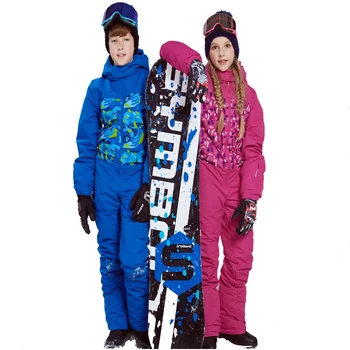 Çocuk Tek parça Kayak Takım Elbise Kış Kalınlaşma Termal Rüzgar Geçirmez Su Geçirmez Kar Setleri Açık Snowboard Kayak Tulumlar