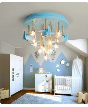 Reçine Yıldız Parlaklık Unicorn Ev Dekorasyon Kapalı Oturma Bebek Odası Yatak Odası İskandinav Led Avize Modern çocuk Tavan Lambası