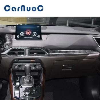 Araba Aksesuarları Mazda CX-9 2016-2022 Dashboard Şeritler dekorasyon çıkartmaları Oto iç Mekanlar Karbon karbon fiber malzeme Trim