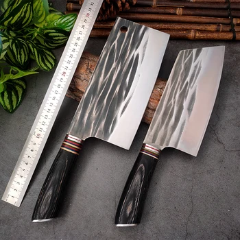 Paslanmaz Çelik kasap bıçağı 7 8 inç şef bıçağı Dövme Et Cleaver Kemiksi Saplı Avcılık Kamp balıkçı bıçağı Pişirme Kesici