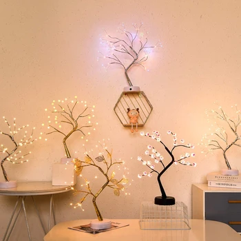 Mini noel ağacı masa lambası Garland peri dize ışık çocuk hediyeler ev kapalı oda dekor noel dekorasyon ledi gece ışıkları