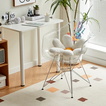 Plastik Akrilik yemek sandalyeleri Şeffaf Benzersiz Rahat Yatak Odası ergonomik sandalye Salonu Yemek Fauteuil Salon Kapalı Malzemeleri