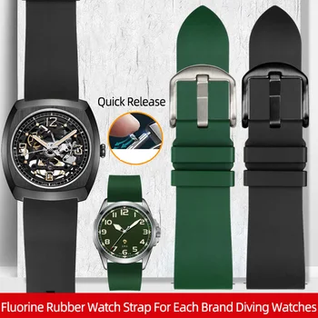 Premium Sınıf Flor lastik saat kayışı 20mm 22mm 24mm Bilezik Hızlı Bırakma Watchband Her Marka Dalış Saatler Bant