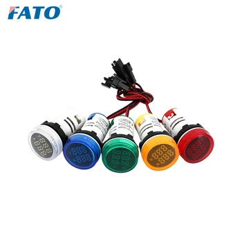 FATO Mini Dijital Voltmetre Ampermetre 22mm AC 50-500V 0 - 100A voltmetre Metre Çift LED Göstergesi Pilot lamba ışığı