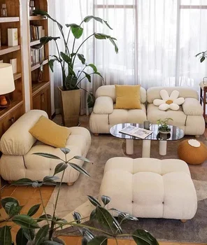 Kumaş kanepe modülü kombinasyonu oturma odası yatak odası ekmek küpü minimalist çift üç kişilik ücretsiz kombinasyon kanepe