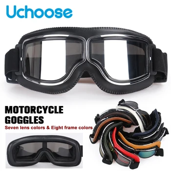 Rüzgar geçirmez Bisiklet Kask Gözlük Deri Güvenlik Koruyucu parlama Önleyici Motokros kros Steampunk Gözlük Taşıması Kolay