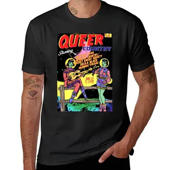 Gelecek Yeni... Queer Ülke (Uzay Cowgirls Baskı) T-Shirt ağır t shirt çabuk kuruyan gömlek erkek t shirt