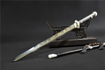 80 cm ortaçağ karbon çelik malzeme Metal gerçek kılıç oyma goldfish rol oynamak Çin film Kung fu kılıç katana