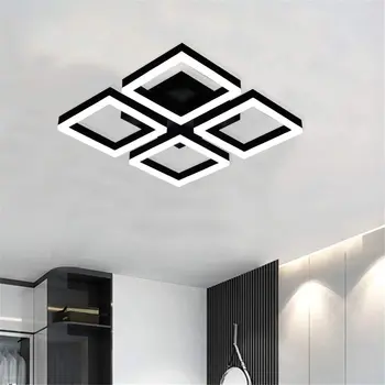 Ganeed LED Modern tavan ışıkları kare siyah uzaktan kumanda kısılabilir lamba dekor aydınlatma oturma yemek odası yatak odası için ev