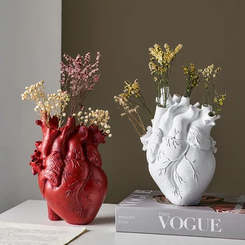 Yaratıcı Anatomik Kalp Saksı Vazolar Kurutulmuş Konteyner Tencere Şekilli Vücut Heykel Masaüstü Saksı Ev Dekor Süsler