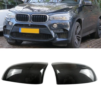 2 ADET Araba dikiz aynası Kapağı Kabuk Kapağı Karbon Fiber Desen Gerçek Karbon Fiber BMW X5M F85 X6M F86 2015-2018