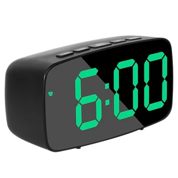 Akıllı dijital alarmlı saat Saat Başucu Yeşil LED seyahat USB Masa Saati ile 12 / 24H Tarih Sıcaklık Erteleme Yatak Odası için Siyah