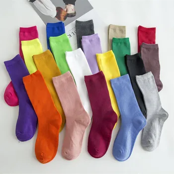 Yığın Çorap Kızlar Uzun Renkli Çorap Kadın Tüp Pamuk Yaz Bayanlar Şeker renkli Pamuk Çorap Yaz beyaz çoraplar