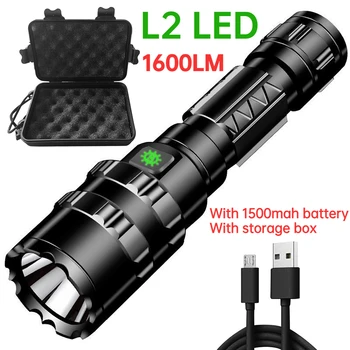 L2 LED taktik el feneri USB şarj edilebilir el feneri 5 modu su geçirmez açık avcılık meşale yürüyüş acil kamp ışık