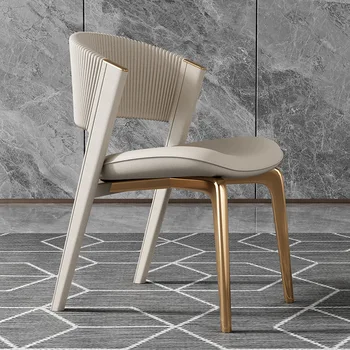 MOMO italyan ışık lüks yemek sandalyesi ev son Derece basit tasarımcı katı ahşap deri müzakere High-end yemek Sandalyesi