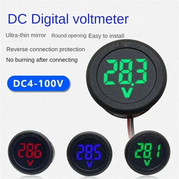 LED dijital ekran İki telli Voltmetre DC 4-100V DC Dijital Voltmetre Kafa Ters Bağlantı Koruması Dairesel Voltaj Monitörleri