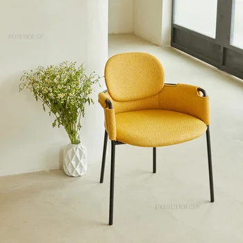 Modern Basit Yemek Sandalyesi Kumaş Salon okuma Koltuğu Metal Yapı Polyester Kumaş soyunma Sandalyeleri Oturma Odası için