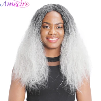 Uzun Dalgalı sentetik peruk Kadınlar İçin Günlük Gri Mix Renk Ombre Doğa İsıya Dayanıklı Saç Siyah Degrade Büyükanne Gri Peruk