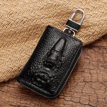 Yeni Avrupa ve Amerikan moda araba anahtar çantası erkekler ve kadınlar için timsah baskı PU deri basit anahtar çantası seti