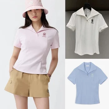 Kadın Golf Kıyafetleri polo gömlekler 2023 Yaz Örgü Tarzı Kısa Kollu Nefes Hızlı Kuru Spor Golf Üstleri