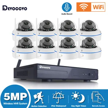5MP Wifi IP Kamera Güvenlik Sistemi 8CH NVR Kiti Ev Tavan Dome Kamera Video Gözetim Sistemi Kiti Açık Kablosuz CCTV Seti
