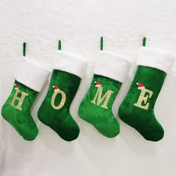 Noel Çorap Yeşil Harfler Noel Çorap Noel Ağacı Süsler Dekor hediye keseleri Noel Dekorasyon Yeni Yıl 2023 için