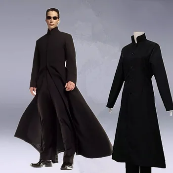 Matris Cosplay Özelleştirilmiş Siyah Cosplay Kostüm Neo Trençkot Cadılar Bayramı parti giysileri Kadın Erkek Çünkü Oyun Prop Aksesuarları
